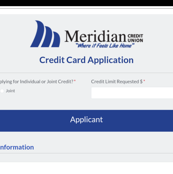 Meridiancu credit card application