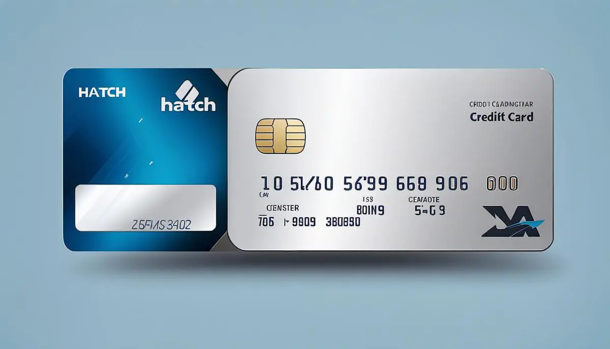 Image of a Hatch Business Credit Card with a blue background and the Hatch logo, representing the credit card visually.