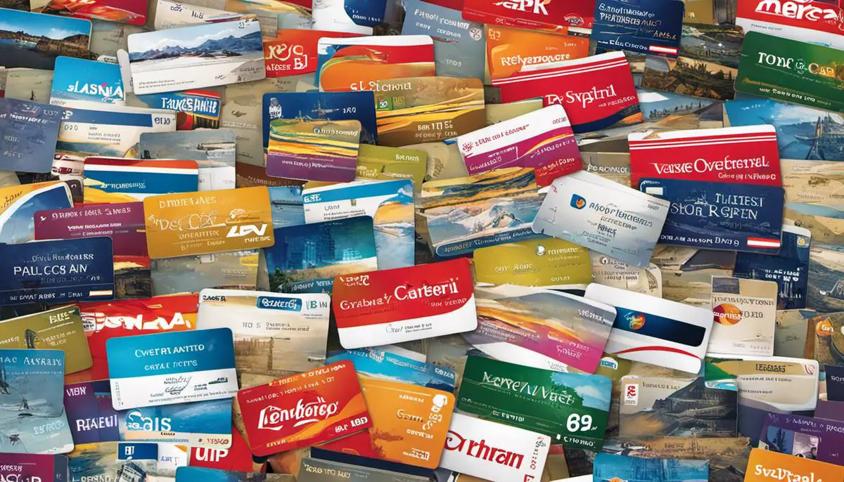 A visual representation of different travel cards stacked on top of each other.