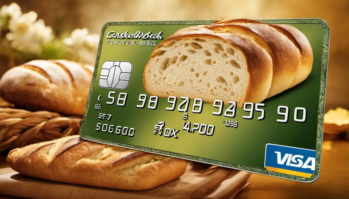 The image shows the Bread Cashback™ American Express® Card with cashback symbols on the background, representing its attractive rewards program.