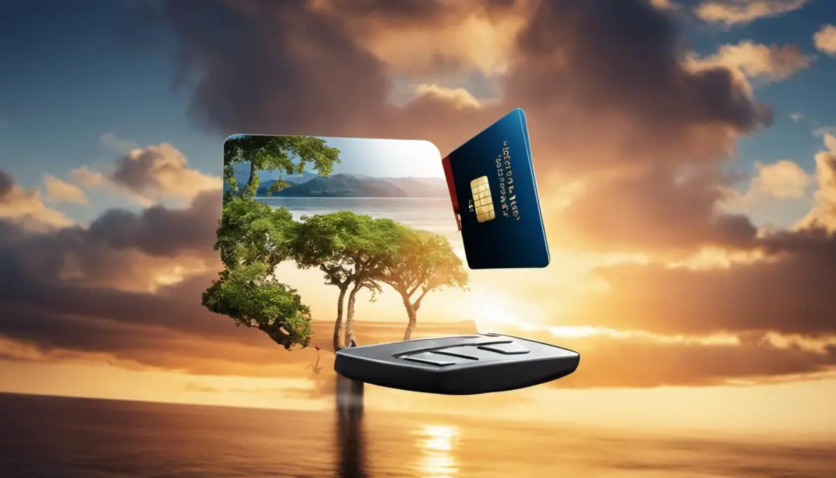 Image depicting a person using a credit card overseas without any worries of high foreign transaction fees